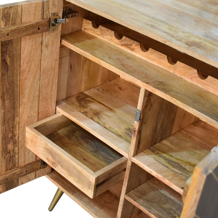 Rustic Lodge Cement Brass Inlay Sideboard - Solid Mango Wood Buffet Cabinet for Dining Room - product view 6 showing...