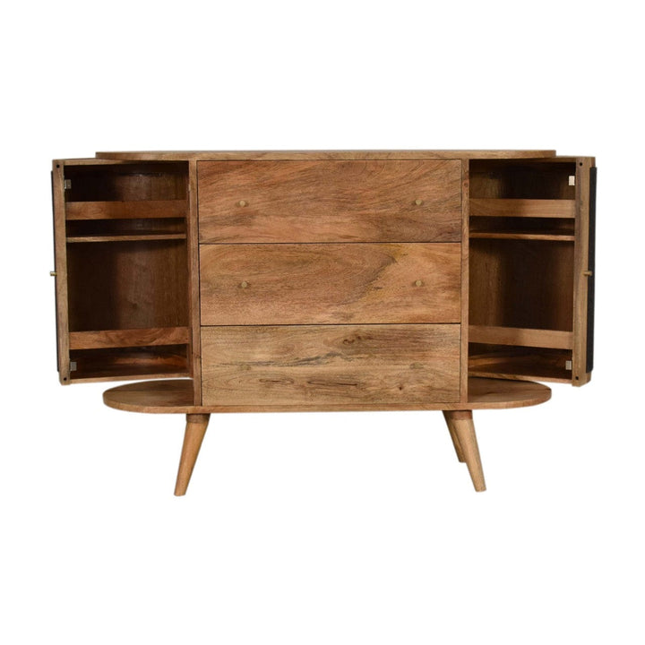 Rustic Lodge Close-knit Sofia Black Sideboard - Solid Mango Wood Buffet Cabinet for Dining Room - product view 6 showing...
