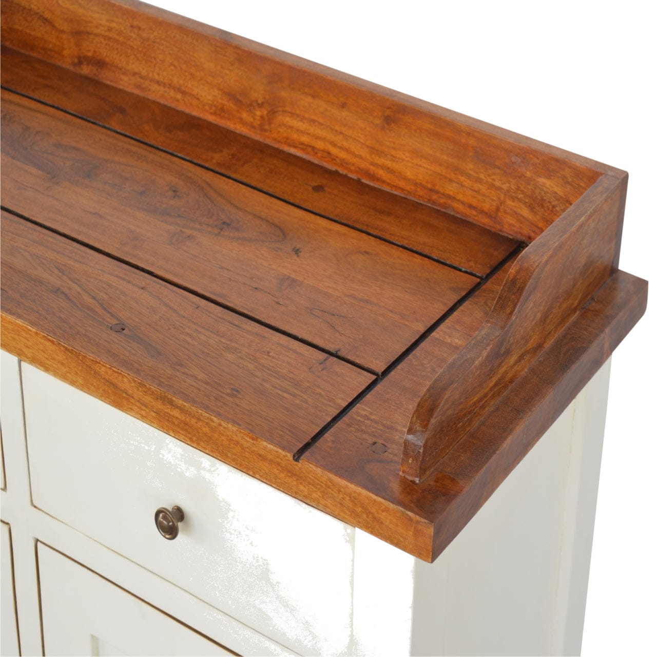 Rustic Lodge Country Two Tone Kitchen Sideboard - Solid Mango Wood Buffet Cabinet for Dining Room - product view 7...