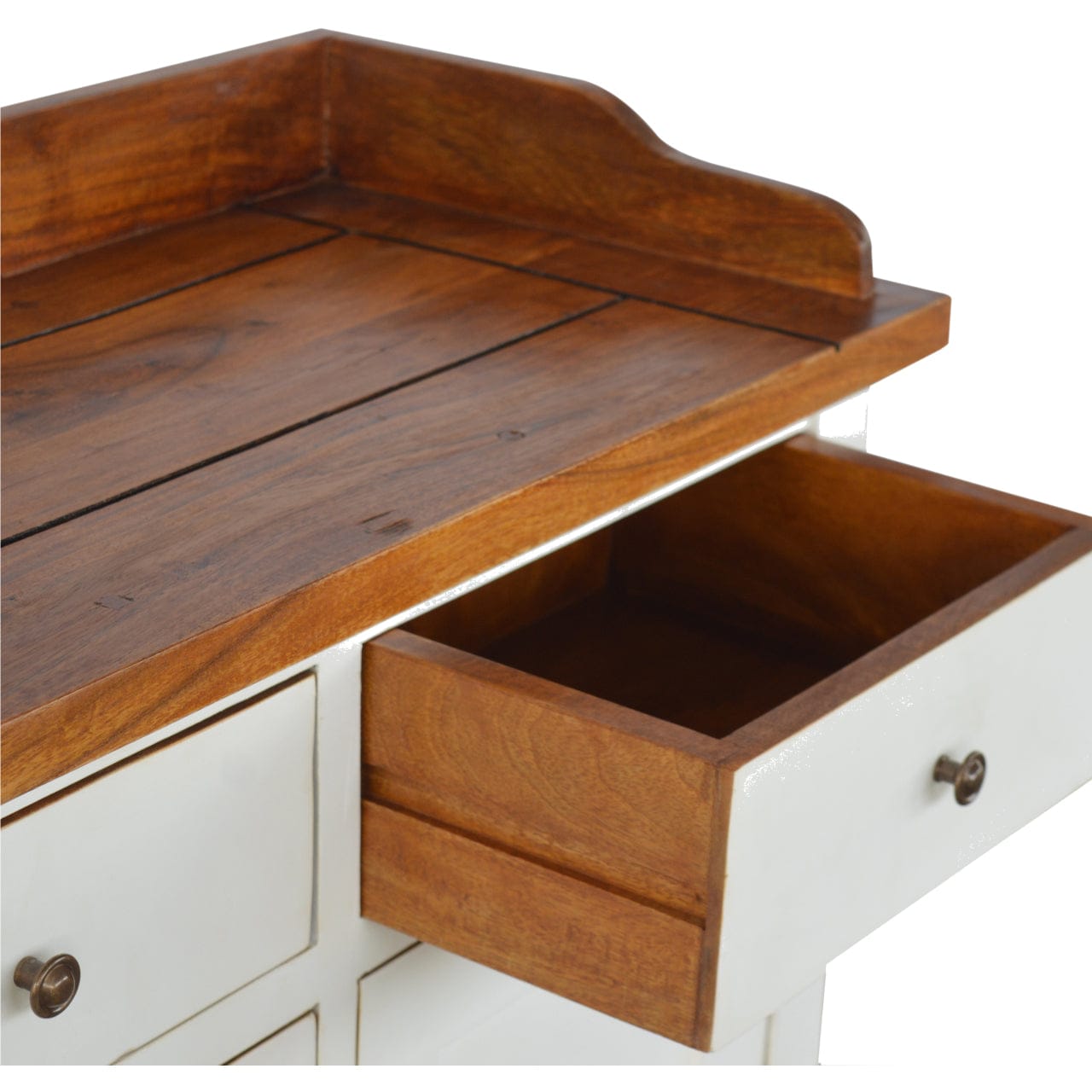 Rustic Lodge Country Two Tone Kitchen Sideboard - Solid Mango Wood Buffet Cabinet for Dining Room - product view 4...