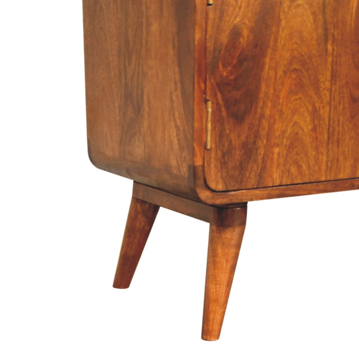 Rustic Lodge Curved Nordic Charm Sideboard - Solid Mango Wood Buffet Cabinet for Dining Room - product view 7 showing...