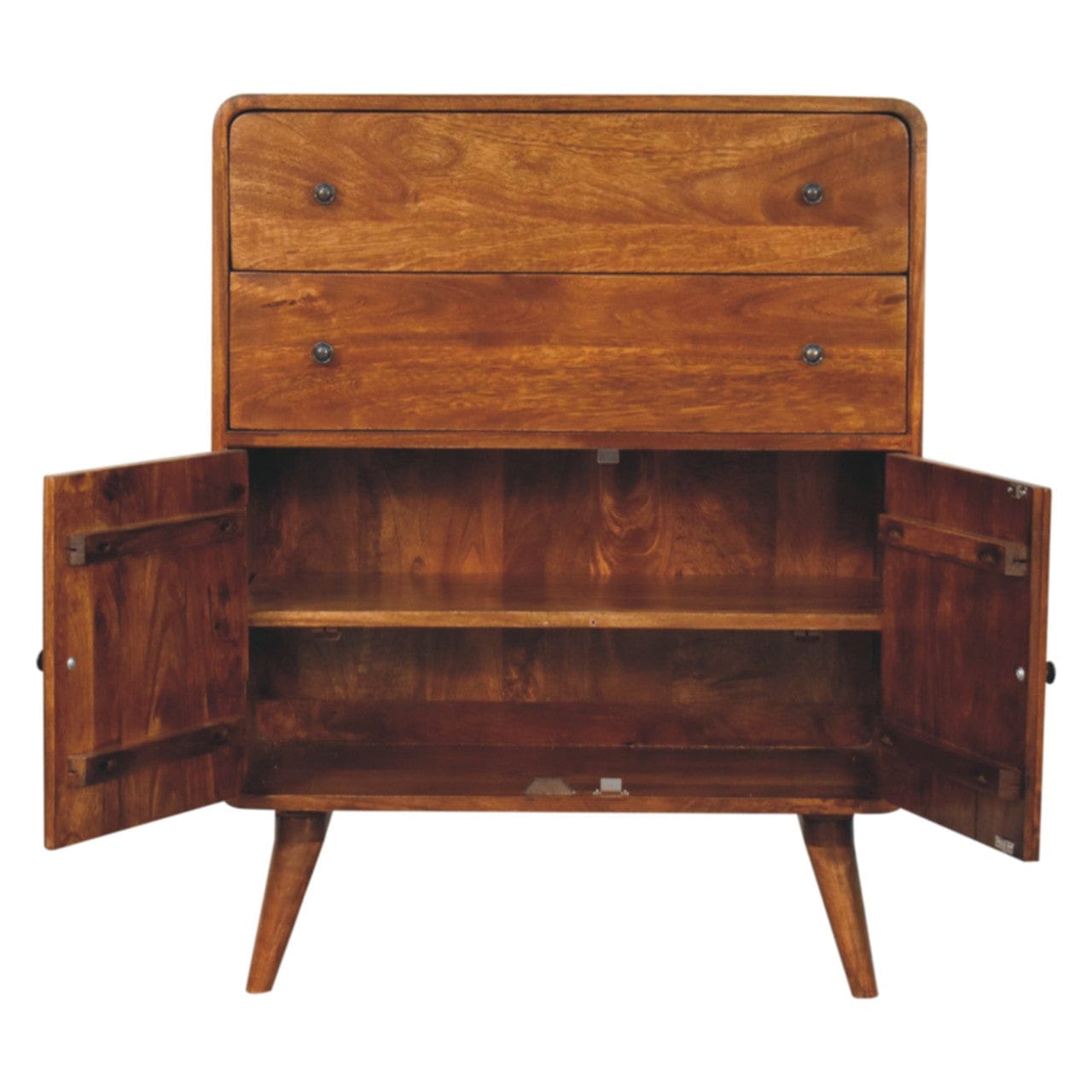 Rustic Lodge Curved Nordic Charm Sideboard - Solid Mango Wood Buffet Cabinet for Dining Room - product view 6 showing...