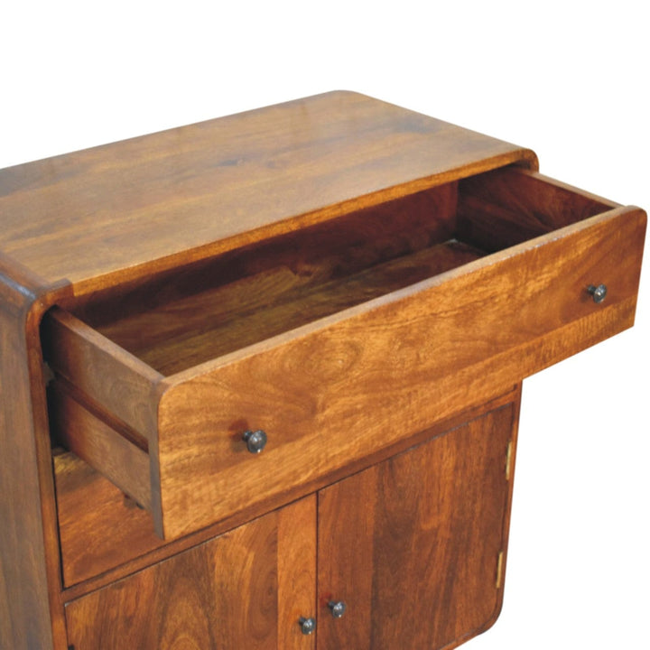 Rustic Lodge Curved Nordic Charm Sideboard - Solid Mango Wood Buffet Cabinet for Dining Room - product view 5 showing...