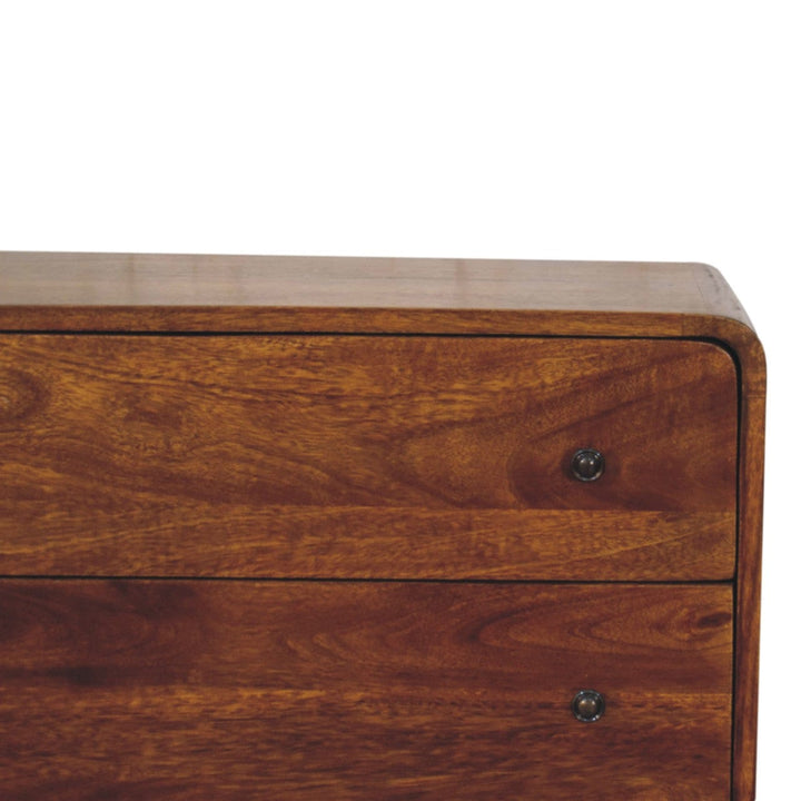 Rustic Lodge Curved Nordic Charm Sideboard - Solid Mango Wood Buffet Cabinet for Dining Room - product view 4 showing...
