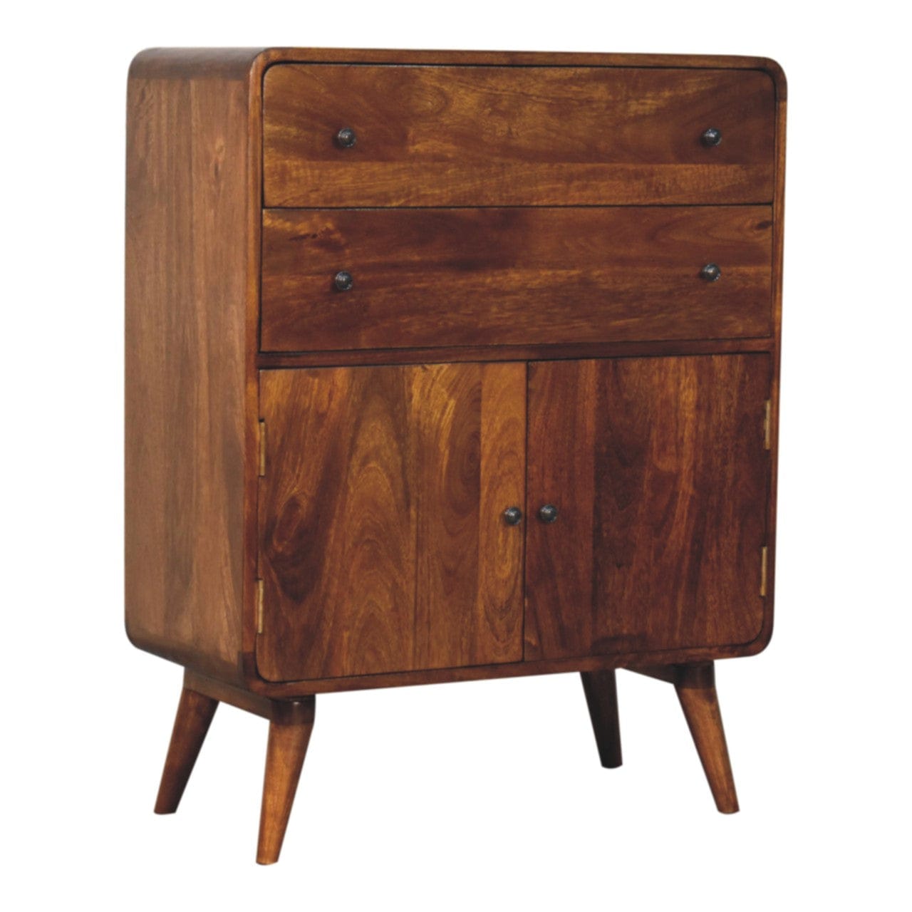 Rustic Lodge Curved Nordic Charm Sideboard - Solid Mango Wood Buffet Cabinet for Dining Room - product view 3 showing...