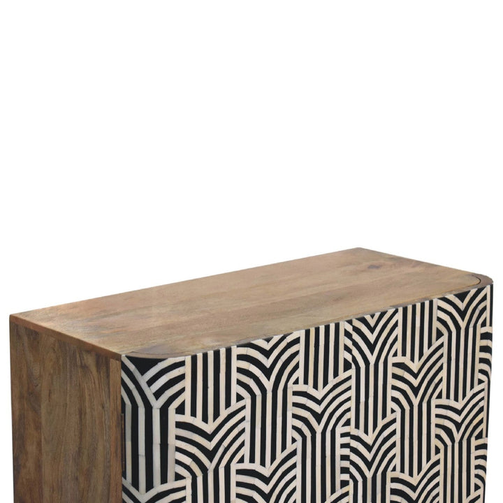 Rustic Lodge Edessa Bone Inlay Sideboard - Solid Mango Wood Buffet Cabinet for Dining Room - product view 7 showing...