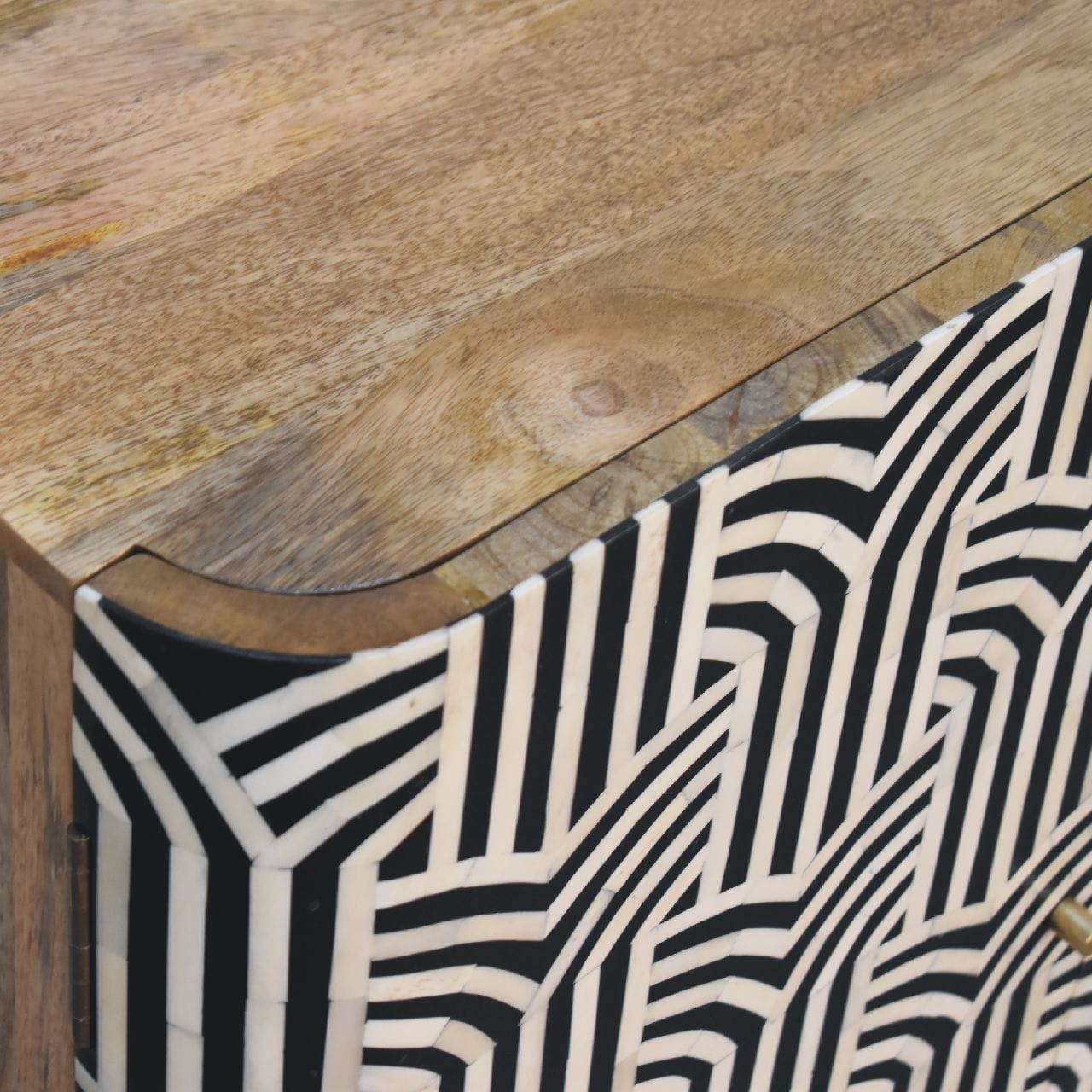 Rustic Lodge Edessa Bone Inlay Sideboard - Solid Mango Wood Buffet Cabinet for Dining Room - product view 6 showing...