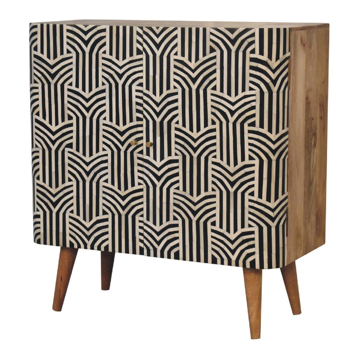 Rustic Lodge Edessa Bone Inlay Sideboard - Solid Mango Wood Buffet Cabinet for Dining Room - product view 3 showing...