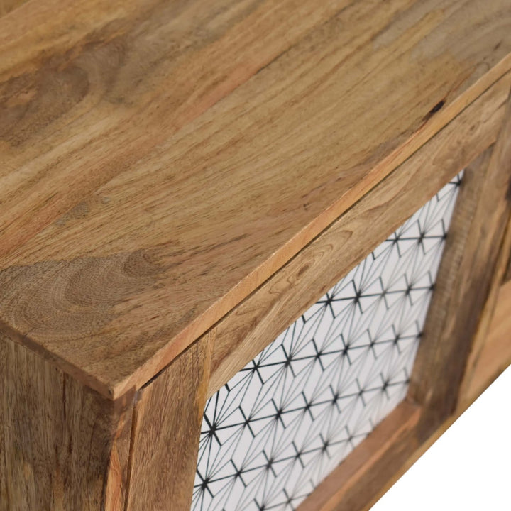 Rustic Lodge Geo Screen Print Sideboard - Solid Mango Wood Buffet Cabinet for Dining Room - product view 5 showing...