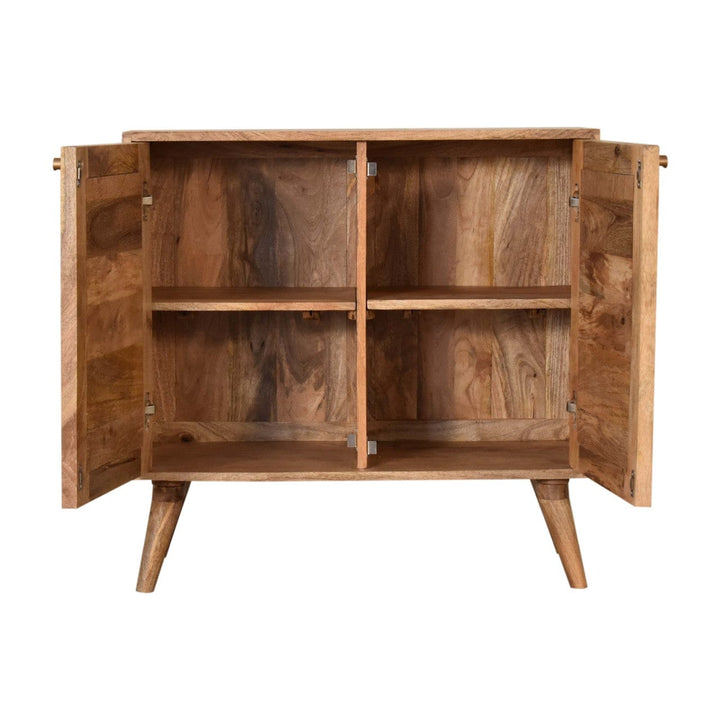 Rustic Lodge Geometric Screen Printed Sideboard - Solid Mango Wood Buffet Cabinet for Dining Room - product view 7...