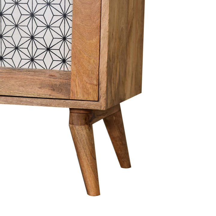Rustic Lodge Geometric Screen Printed Sideboard - Solid Mango Wood Buffet Cabinet for Dining Room - product view 6...