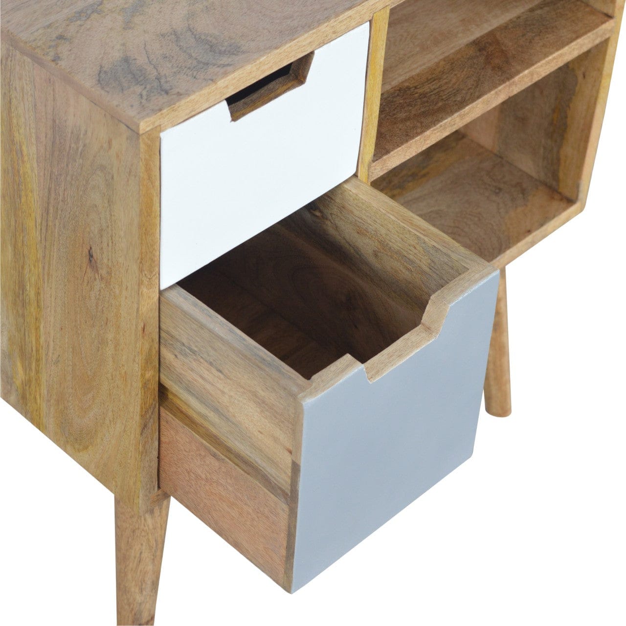 Rustic Lodge Grey and White Drawer Sideboard - Solid Mango Wood Buffet Cabinet for Dining Room - product view 6 showing...