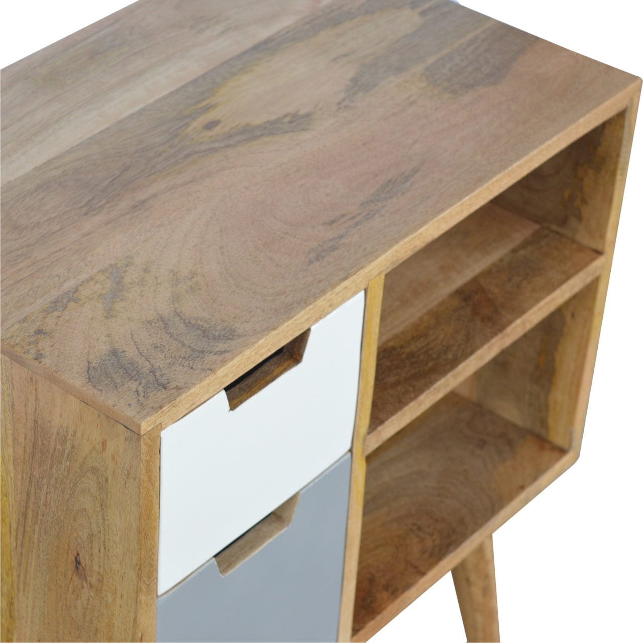 Rustic Lodge Grey and White Drawer Sideboard - Solid Mango Wood Buffet Cabinet for Dining Room - product view 3 showing...