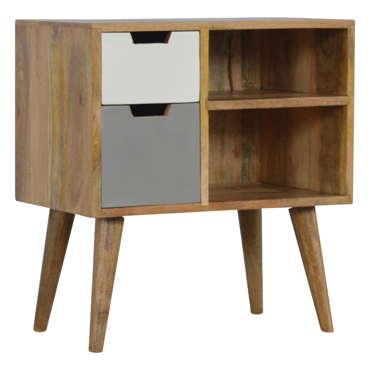 Rustic Lodge Grey and White Drawer Sideboard - Solid Mango Wood Buffet Cabinet for Dining Room - main view showing...