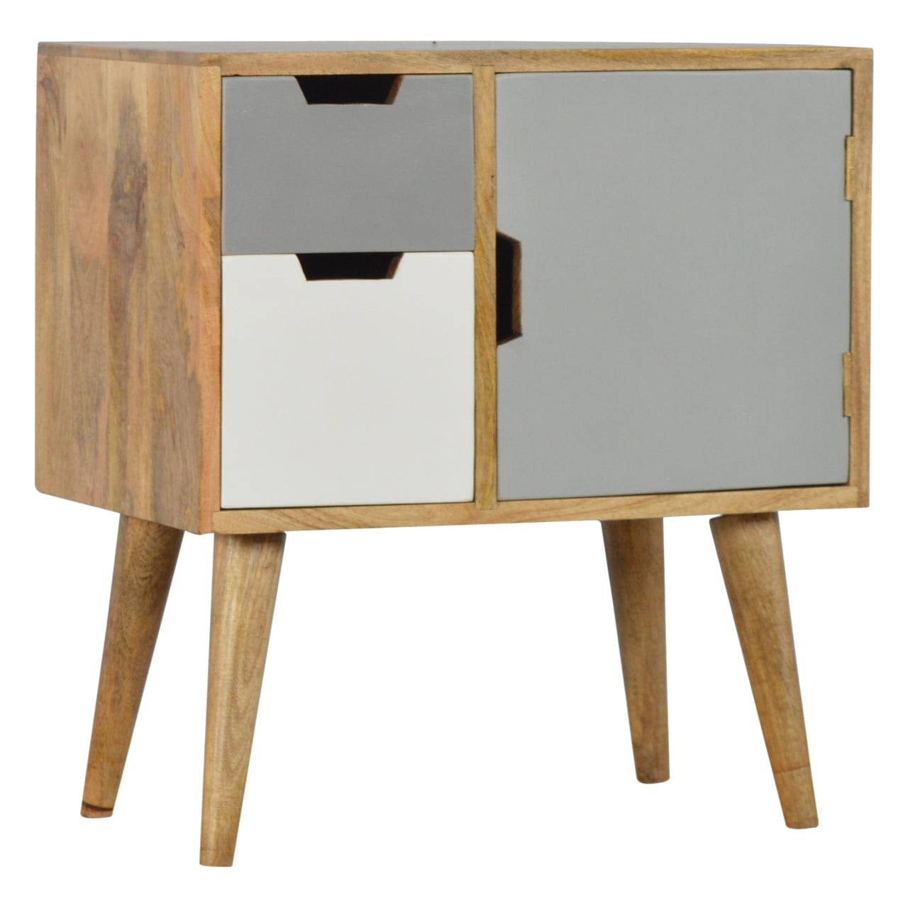 Rustic Lodge Grey and White Painted Sideboard - Solid Mango Wood Buffet Cabinet for Dining Room - product view 2 showing...