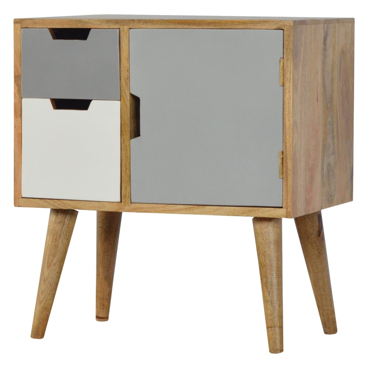 Rustic Lodge Grey and White Painted Sideboard - Solid Mango Wood Buffet Cabinet for Dining Room - main view showing...