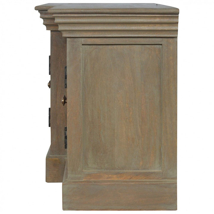Rustic Lodge Grey Wash Shutter TV Sideboard - Solid Mango Wood Buffet Cabinet for Dining Room - product view 5 showing...