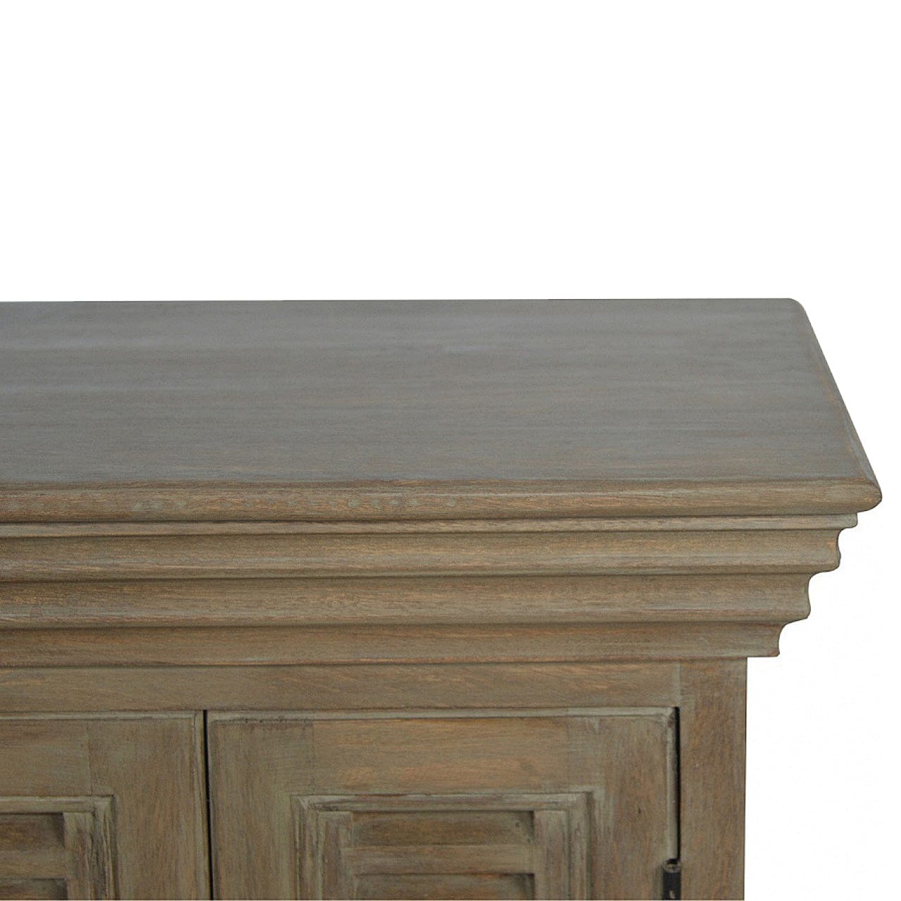 Rustic Lodge Grey Wash Shutter TV Sideboard - Solid Mango Wood Buffet Cabinet for Dining Room - product view 3 showing...