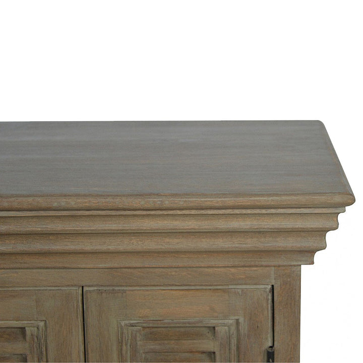 Rustic Lodge Grey Wash Shutter TV Sideboard - Solid Mango Wood Buffet Cabinet for Dining Room - product view 3 showing...