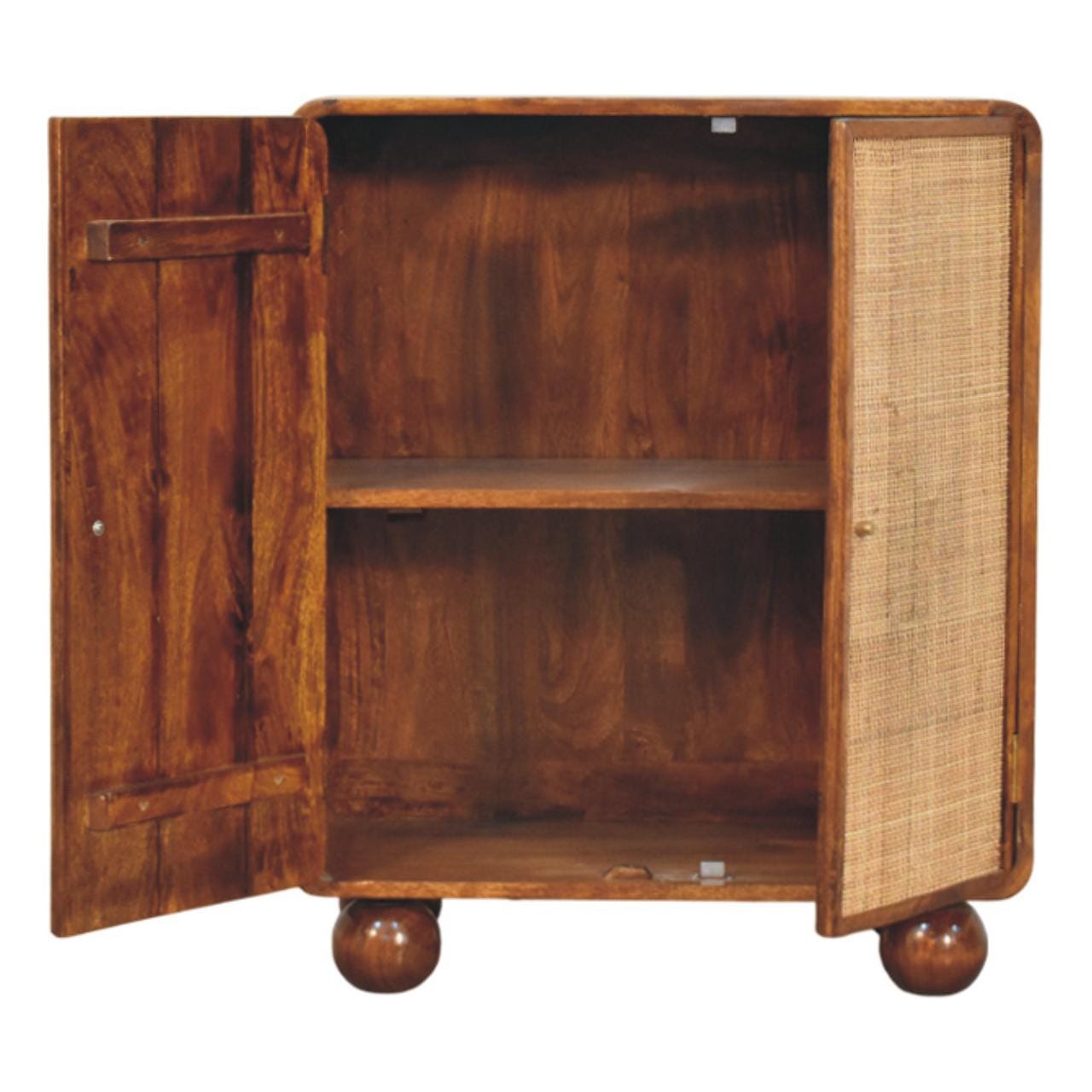 Rustic Lodge Larissa 2 Door Chestnut Sideboard - Solid Mango Wood Buffet Cabinet for Dining Room - product view 5 showing...
