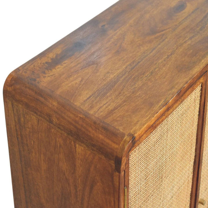 Rustic Lodge Larissa 2 Door Chestnut Sideboard - Solid Mango Wood Buffet Cabinet for Dining Room - product view 4 showing...