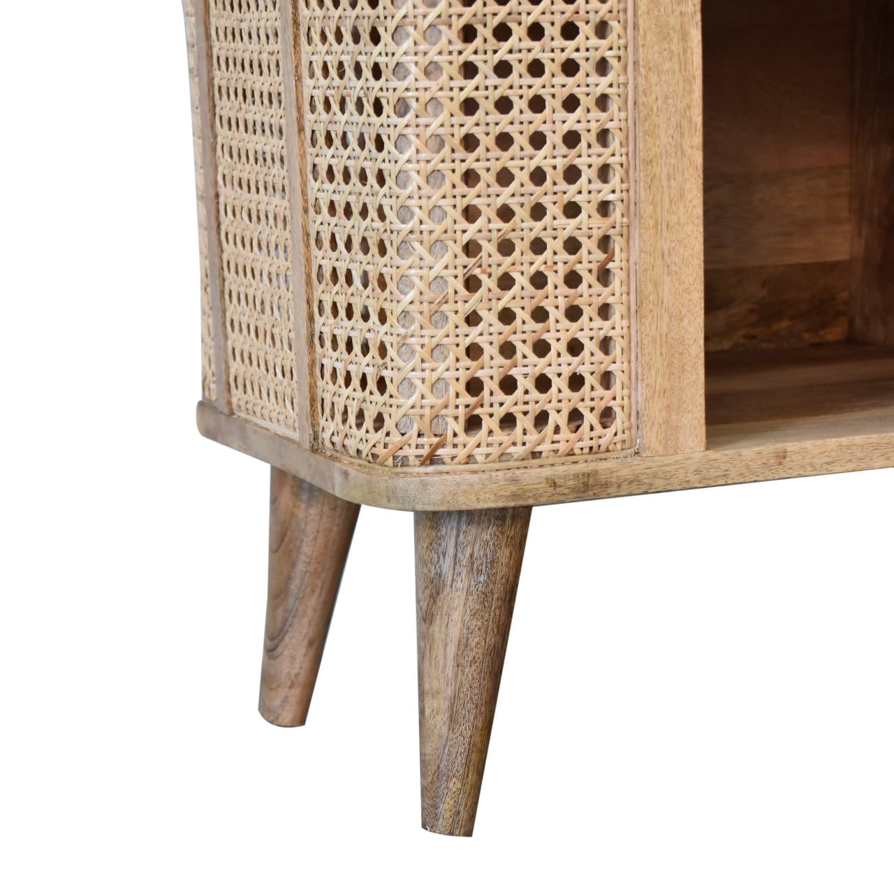Rustic Lodge Larissa Open Double Sideboard - Solid Mango Wood Buffet Cabinet for Dining Room - product view 7 showing...