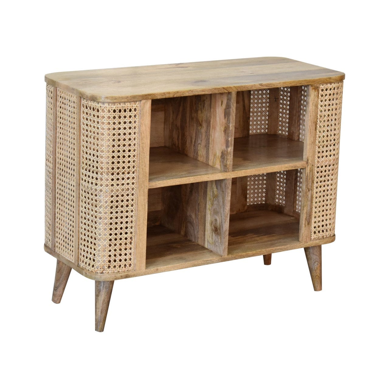 Rustic Lodge Larissa Open Double Sideboard - Solid Mango Wood Buffet Cabinet for Dining Room - product view 5 showing...