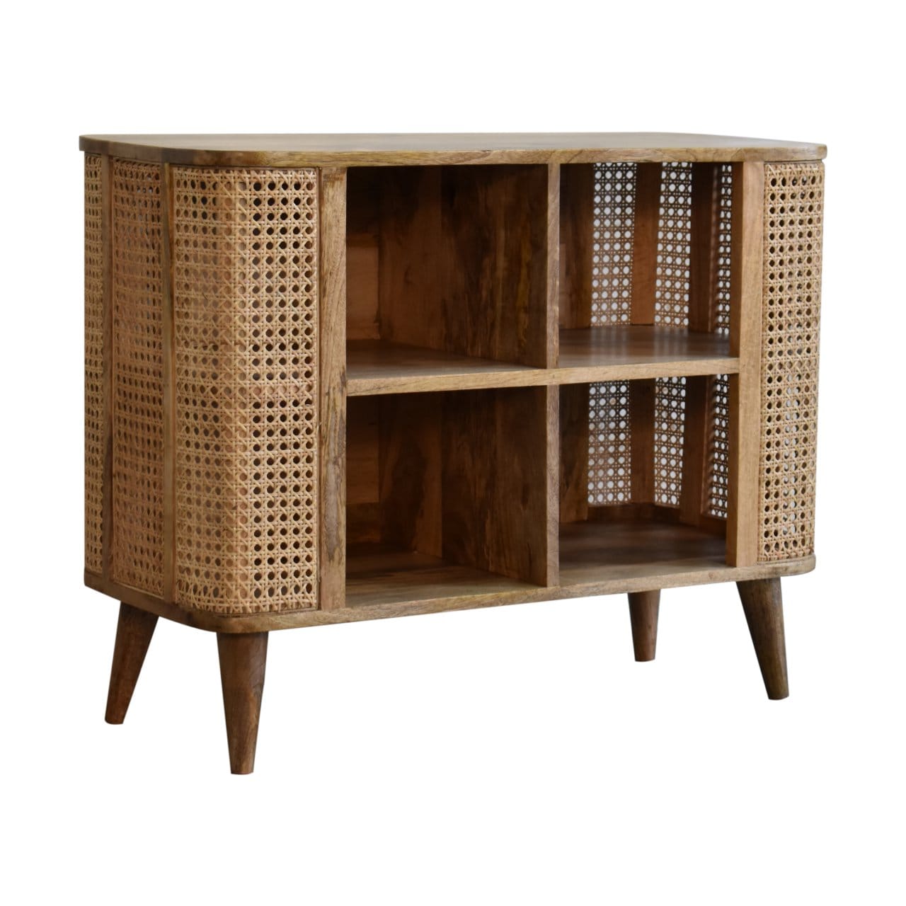 Rustic Lodge Larissa Open Double Sideboard - Solid Mango Wood Buffet Cabinet for Dining Room - product view 3 showing...