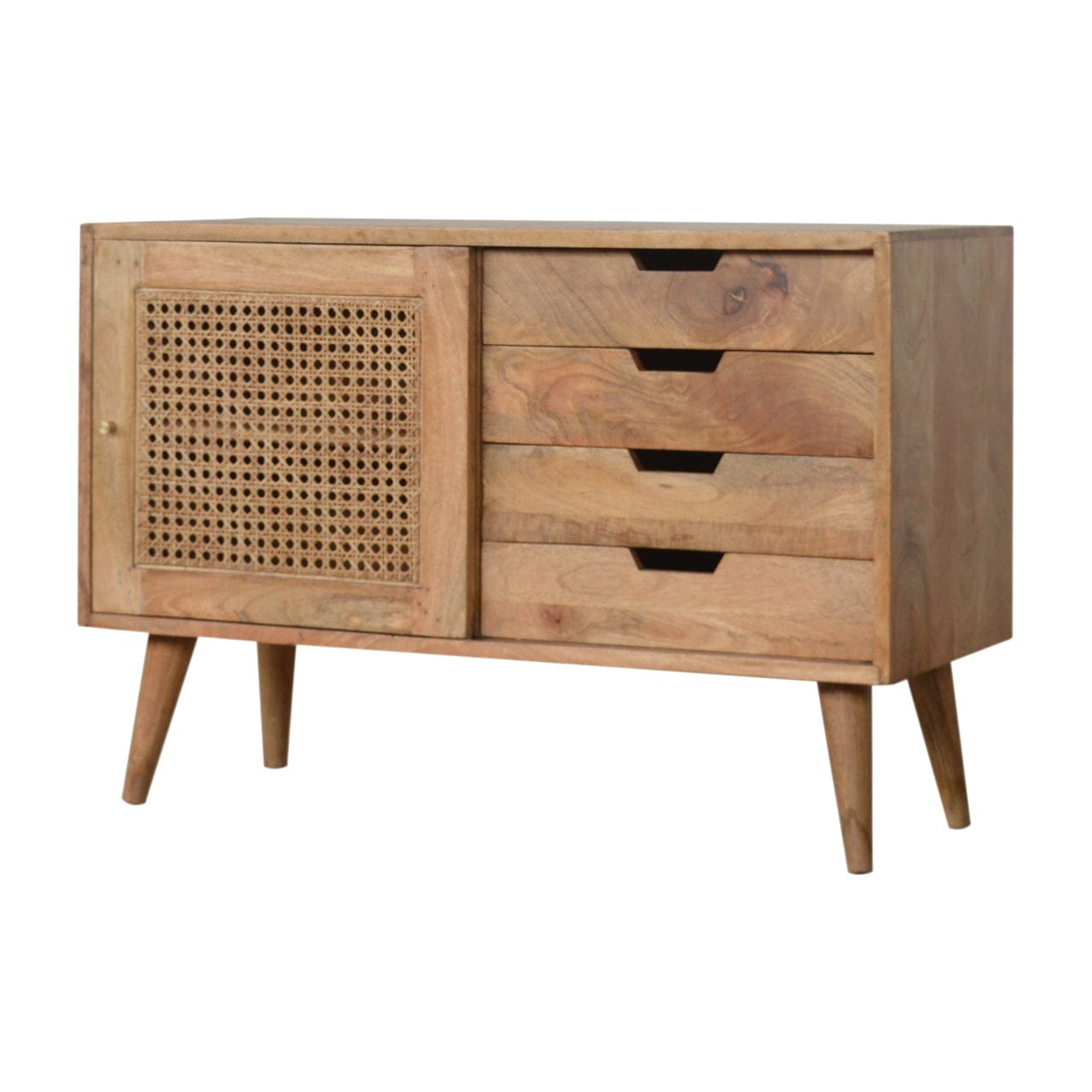 Rustic Lodge Larissa Sideboard - Solid Mango Wood Buffet Cabinet for Dining Room - product view 2 showing handcrafted...