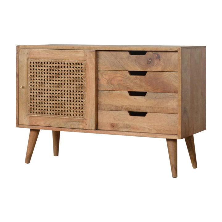 Rustic Lodge Larissa Sideboard - Solid Mango Wood Buffet Cabinet for Dining Room - product view 2 showing handcrafted...