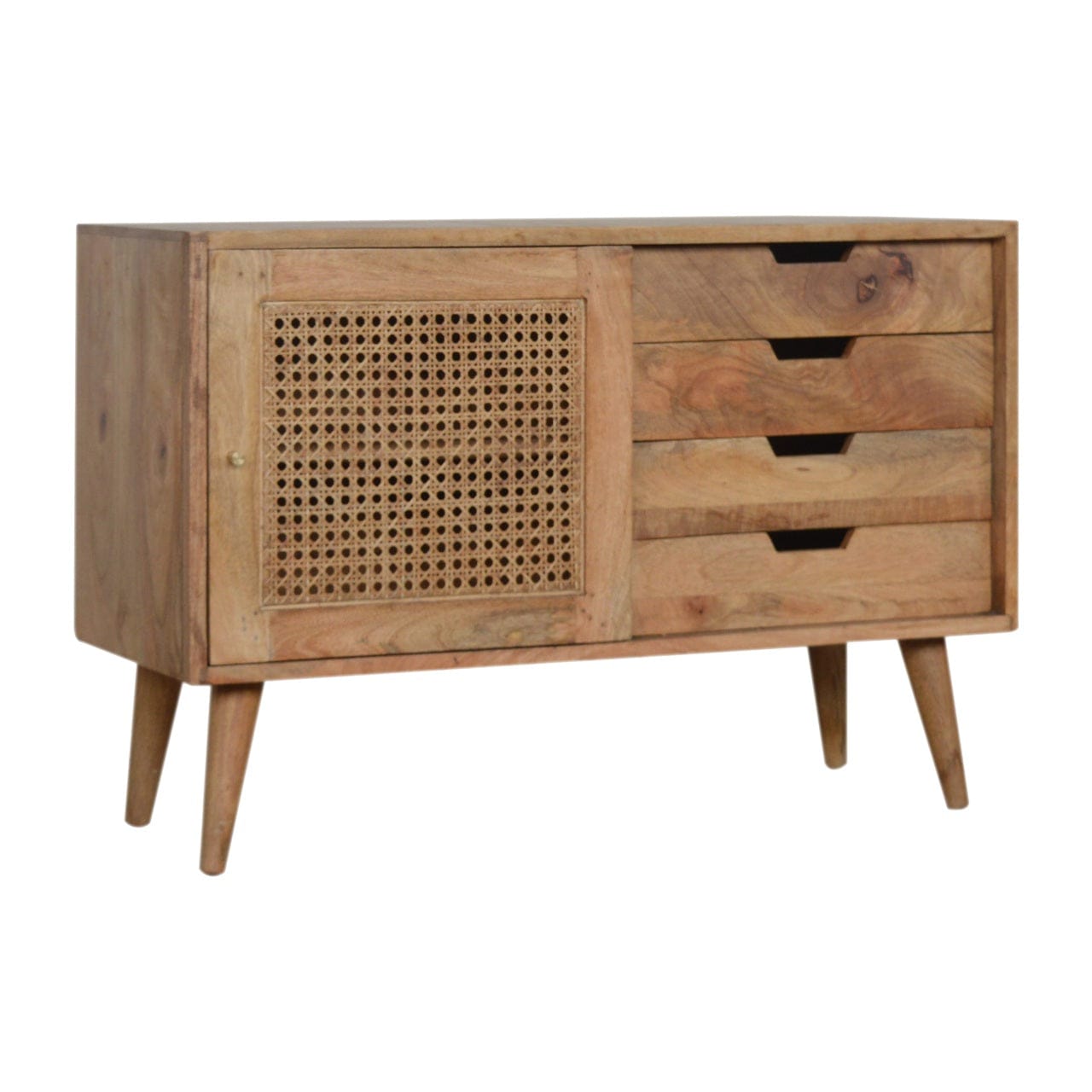 Rustic Lodge Larissa Sideboard - Solid Mango Wood Buffet Cabinet for Dining Room - main view showing handcrafted solid...