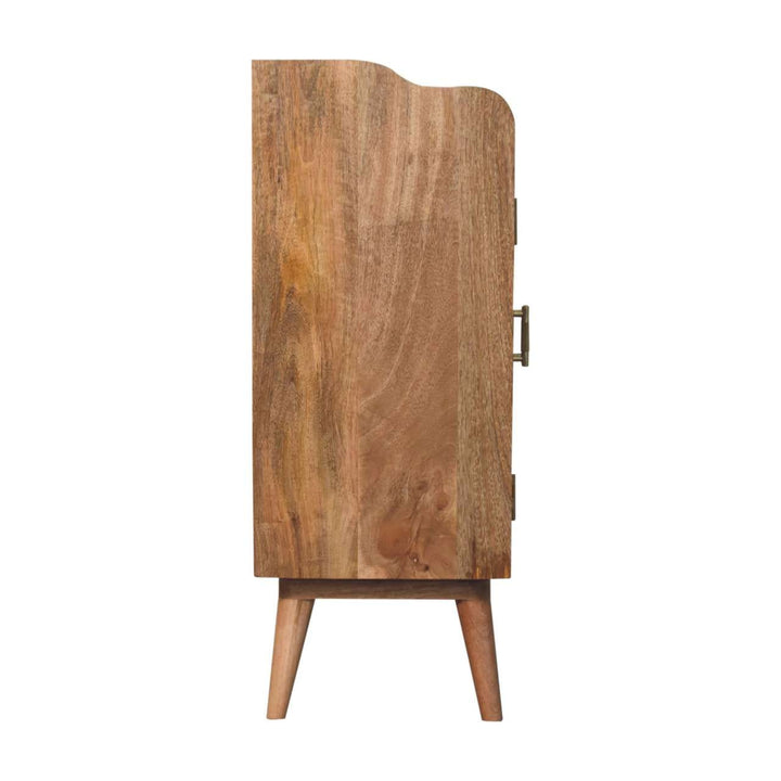 Rustic Lodge Larissa T-Bar Raised Sideboard - Solid Mango Wood Buffet Cabinet for Dining Room - product view 8 showing...