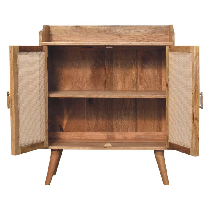 Rustic Lodge Larissa T-Bar Raised Sideboard - Solid Mango Wood Buffet Cabinet for Dining Room - product view 7 showing...