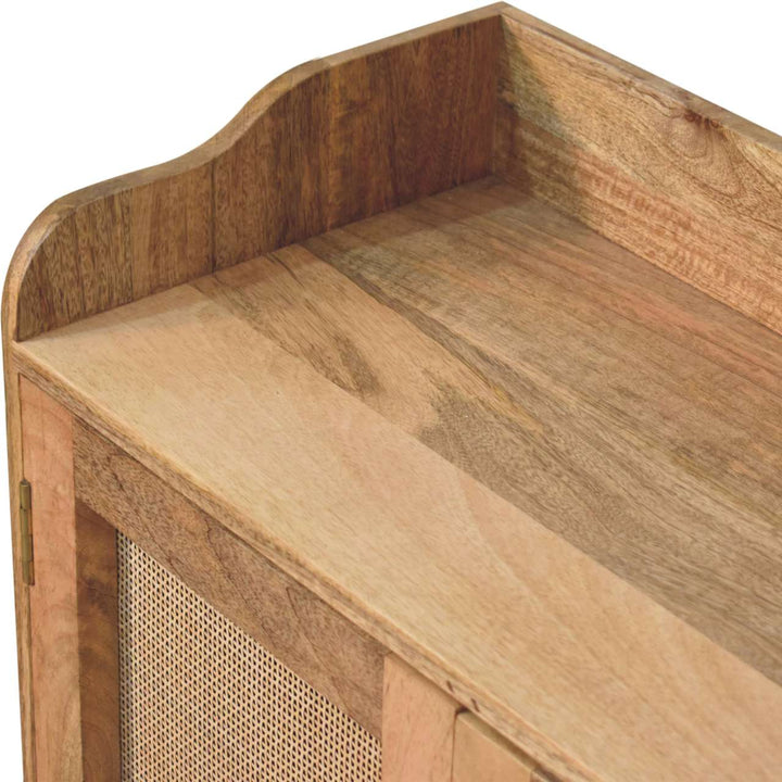 Rustic Lodge Larissa T-Bar Raised Sideboard - Solid Mango Wood Buffet Cabinet for Dining Room - product view 5 showing...