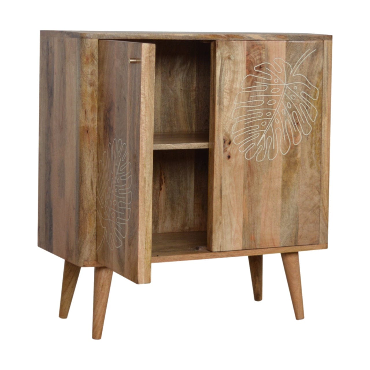 Rustic Lodge Lead Embossed Resin Sideboard - Solid Mango Wood Buffet Cabinet for Dining Room - product view 6 showing...