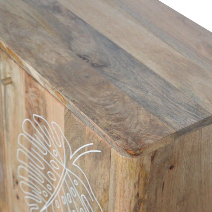 Rustic Lodge Lead Embossed Resin Sideboard - Solid Mango Wood Buffet Cabinet for Dining Room - product view 4 showing...