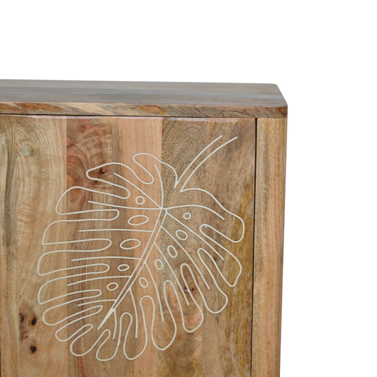 Rustic Lodge Lead Embossed Resin Sideboard - Solid Mango Wood Buffet Cabinet for Dining Room - product view 3 showing...