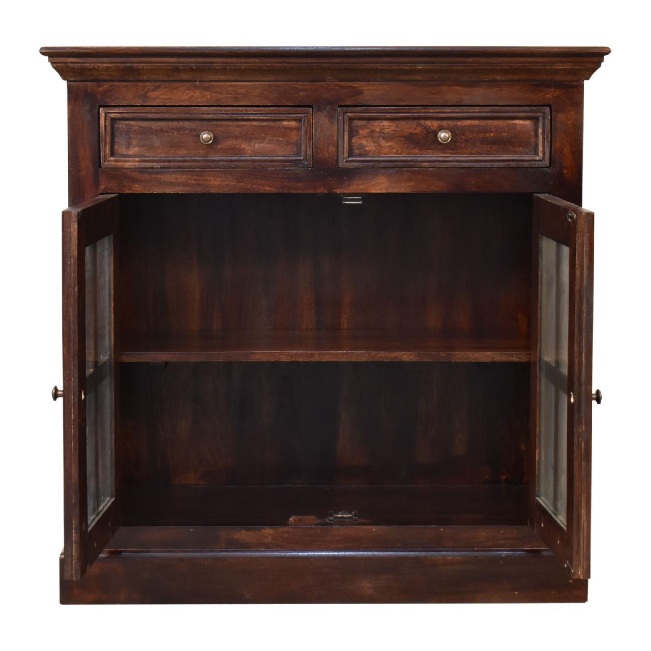 Rustic Lodge Light Walnut Sideboard - Solid Mango Wood Buffet Cabinet for Dining Room - product view 3 showing...