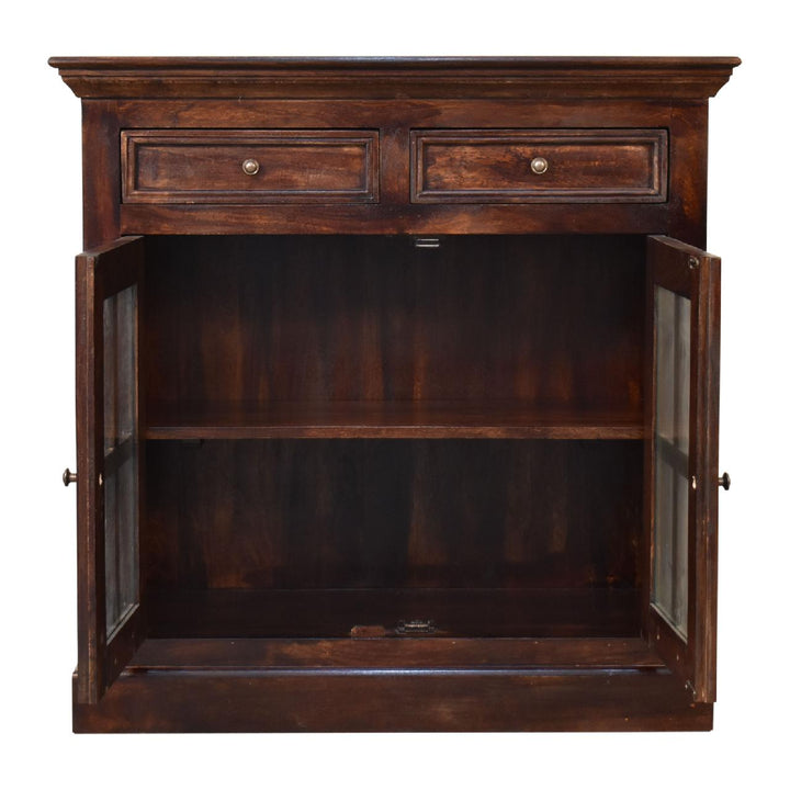 Rustic Lodge Light Walnut Sideboard - Solid Mango Wood Buffet Cabinet for Dining Room - product view 3 showing...