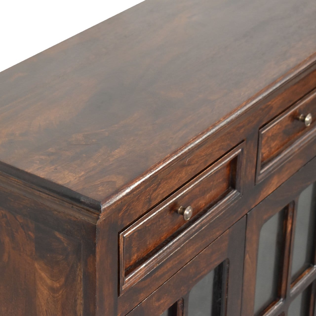 Rustic Lodge Light Walnut Sideboard - Solid Mango Wood Buffet Cabinet for Dining Room - product view 7 showing...