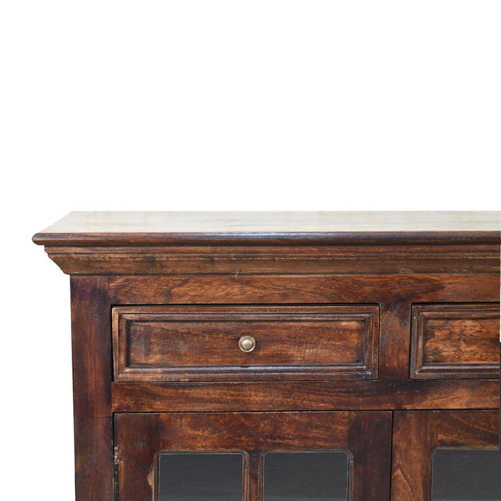 Rustic Lodge Light Walnut Sideboard - Solid Mango Wood Buffet Cabinet for Dining Room - product view 6 showing...