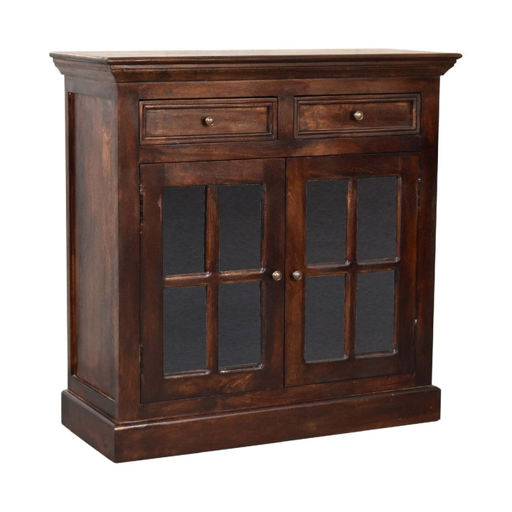 Rustic Lodge Light Walnut Sideboard - Solid Mango Wood Buffet Cabinet for Dining Room - product view 5 showing...
