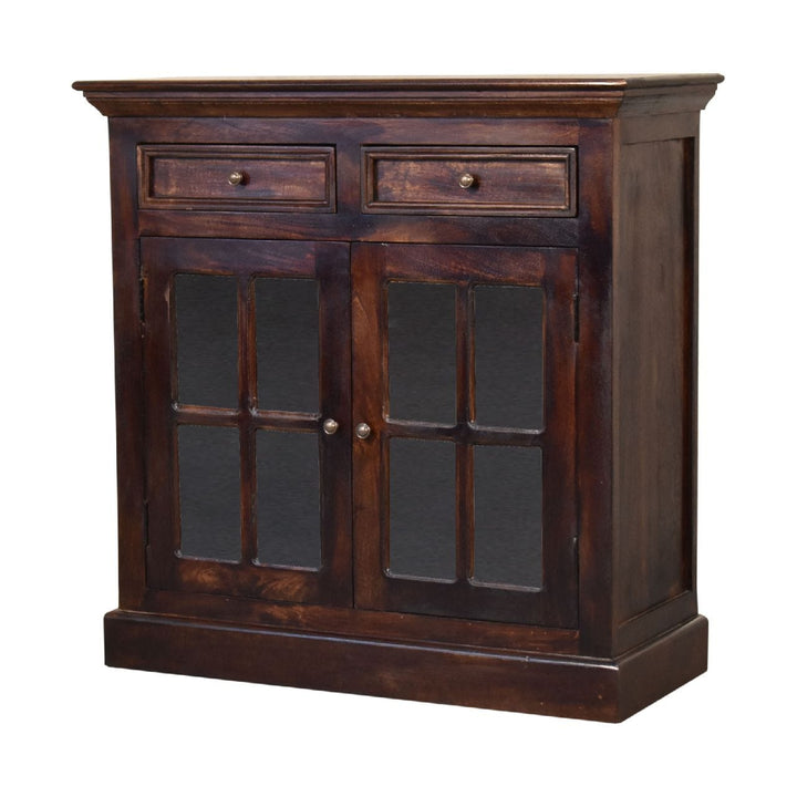 Rustic Lodge Light Walnut Sideboard - Solid Mango Wood Buffet Cabinet for Dining Room - product view 4 showing...
