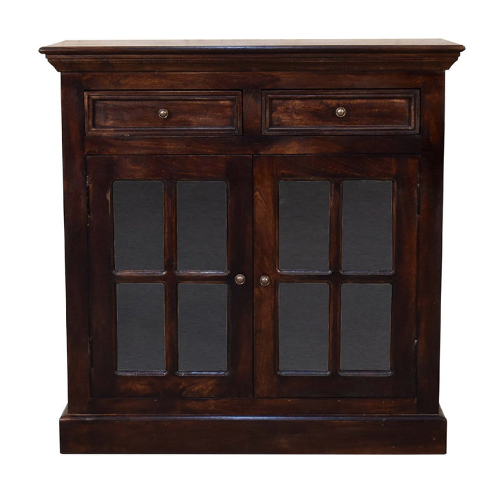 Rustic Lodge Light Walnut Sideboard - Solid Mango Wood Buffet Cabinet for Dining Room - product view 2 showing...
