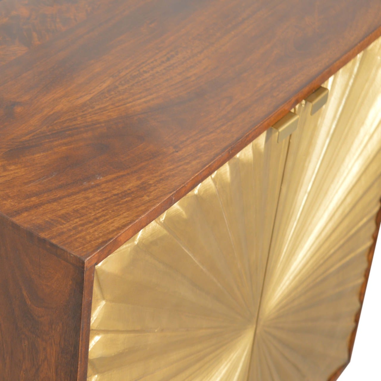 Rustic Lodge Manila Gold Sideboard - Solid Mango Wood Buffet Cabinet for Dining Room - product view 5 showing handcrafted...