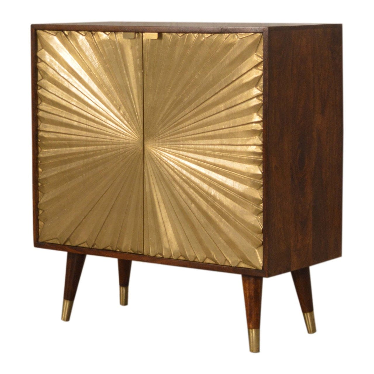 Rustic Lodge Manila Gold Sideboard - Solid Mango Wood Buffet Cabinet for Dining Room - product view 3 showing handcrafted...