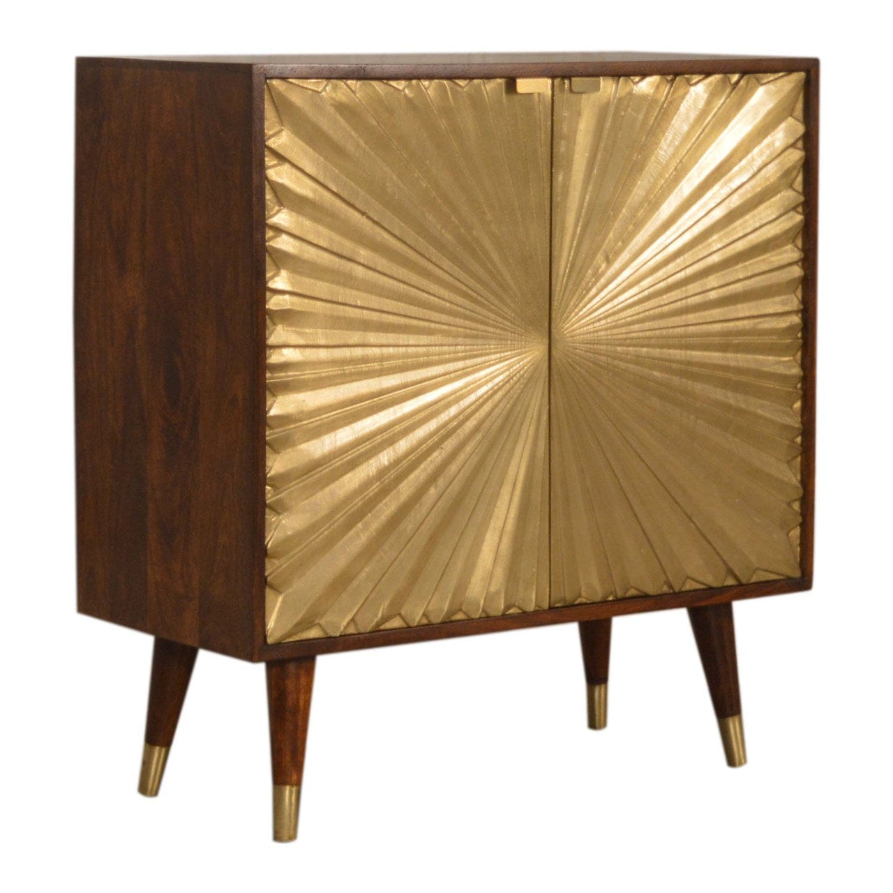 Rustic Lodge Manila Gold Sideboard - Solid Mango Wood Buffet Cabinet for Dining Room - product view 2 showing handcrafted...