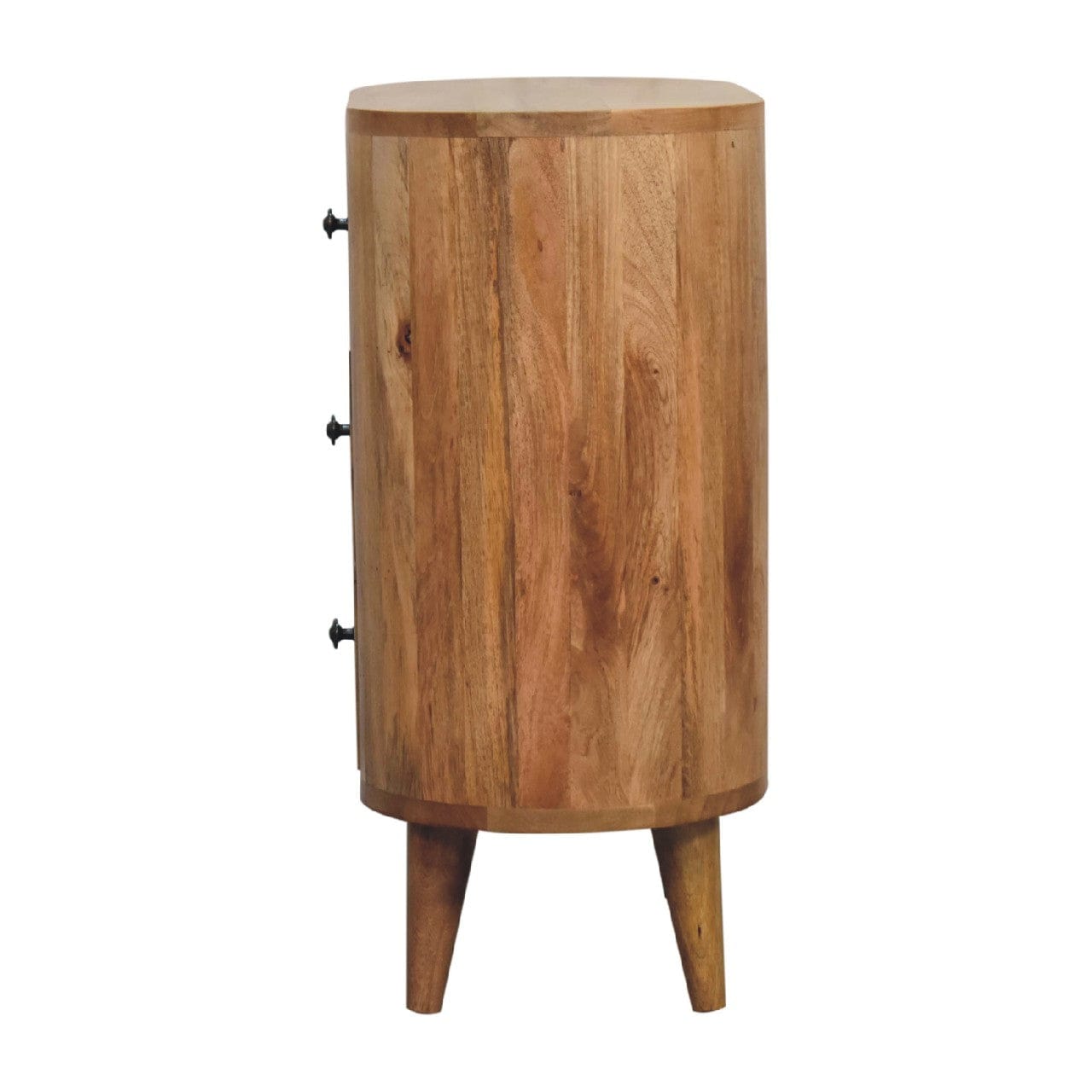 Rustic Lodge Oak-ish Nightstand - Solid Mango Wood Bedside Table for Bedroom - product view 8 showing handcrafted solid...