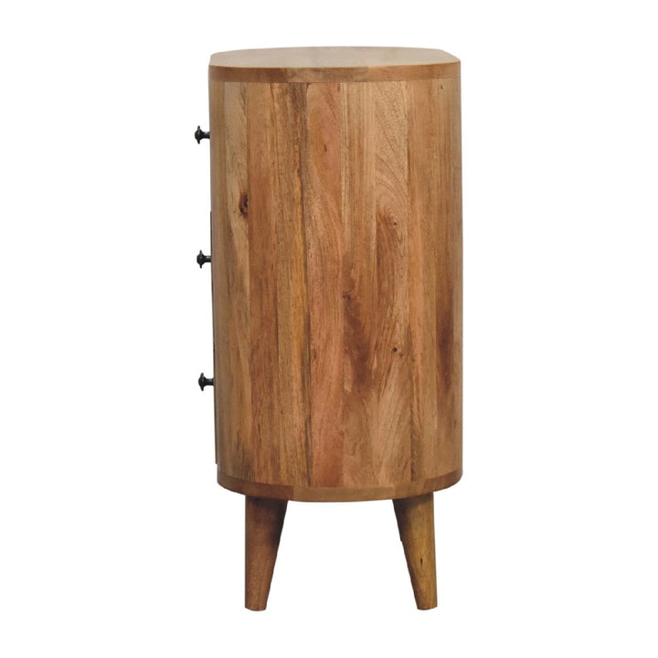 Rustic Lodge Oak-ish Nightstand - Solid Mango Wood Bedside Table for Bedroom - product view 8 showing handcrafted solid...