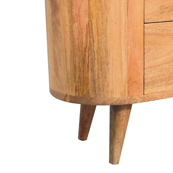 Rustic Lodge Oak-ish Nightstand - Solid Mango Wood Bedside Table for Bedroom - product view 7 showing handcrafted solid...